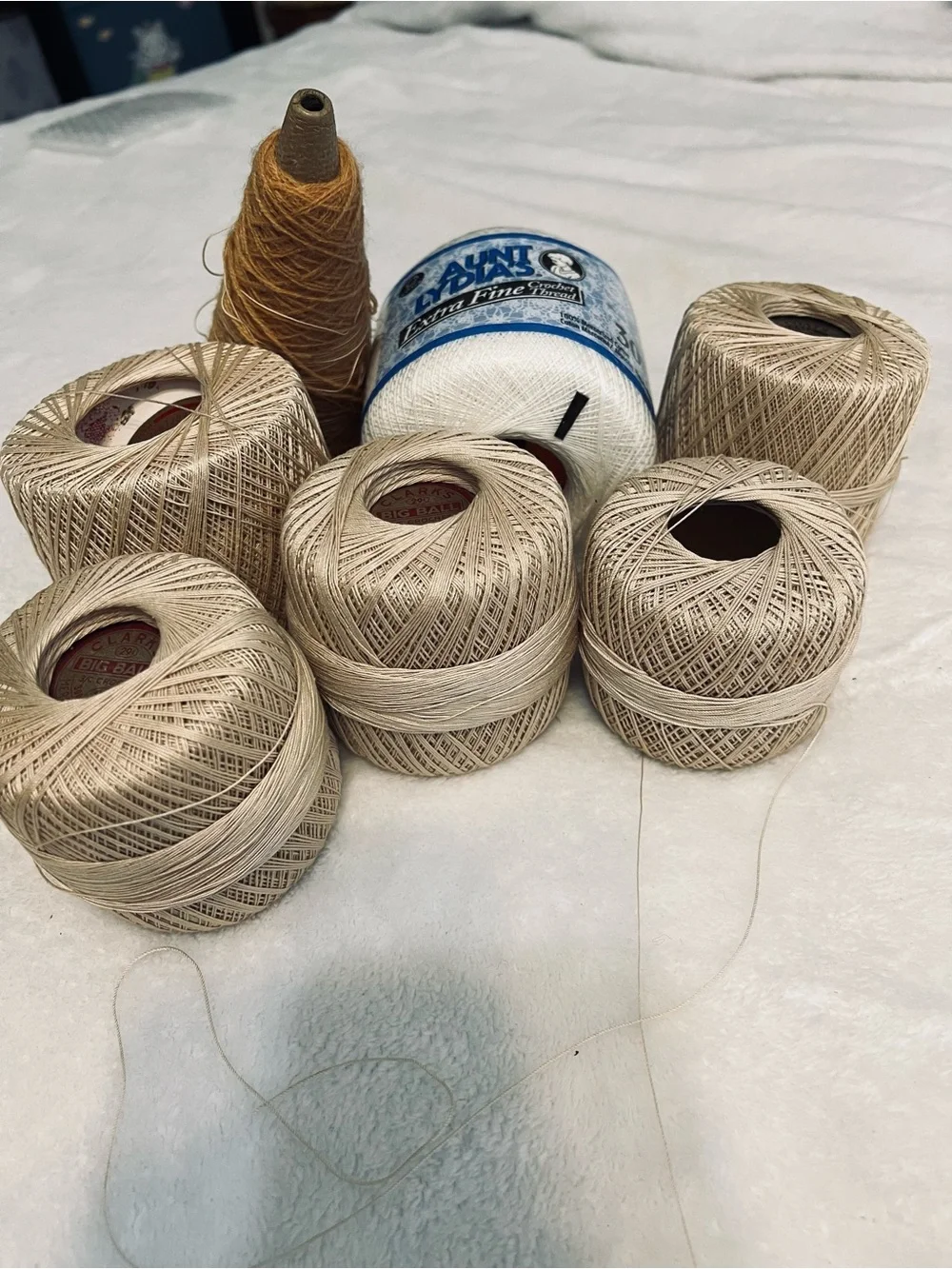 Lot of Extra Fine Crochet Thread Aunt Lydia’s & Big Ball sizes 20 & 30